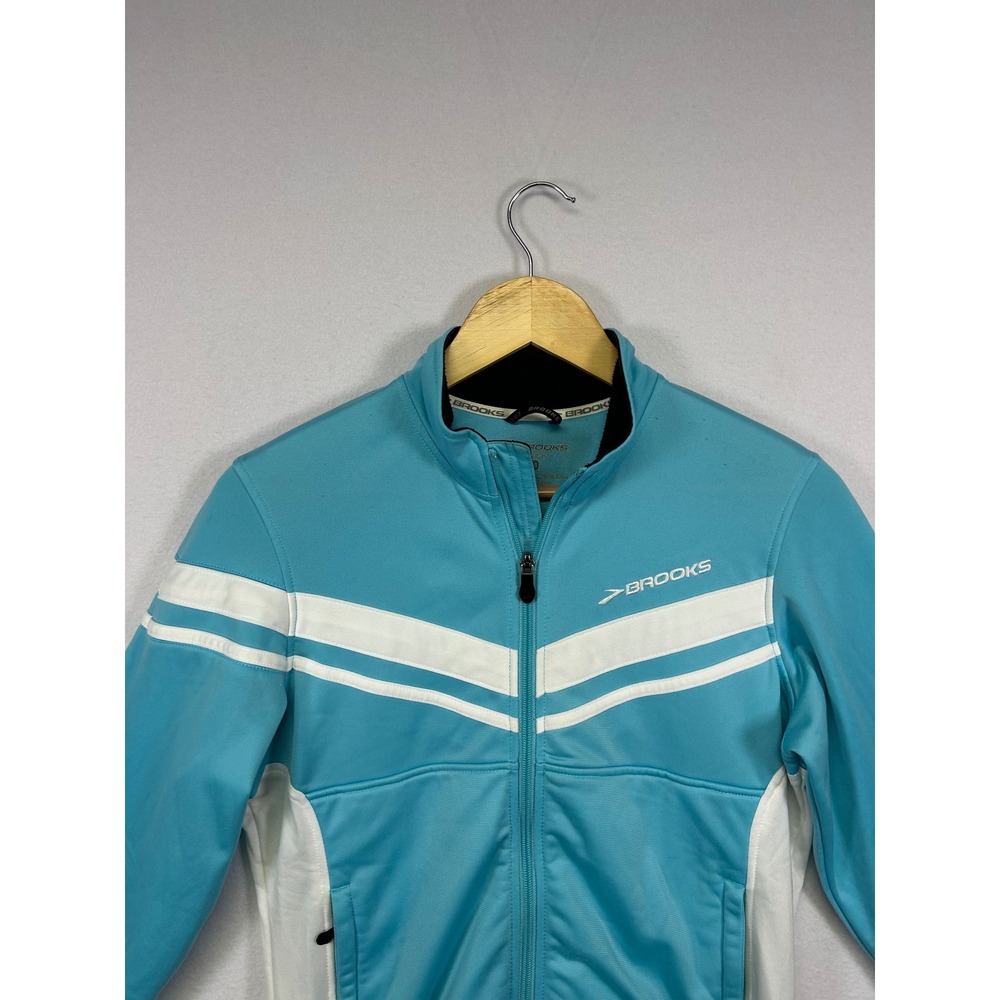 Athletic Brooks Womens Medium Blue Full Zip Equilibrium Track Jacket Star Logo - Picture 8 of 10